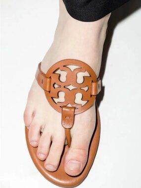 Tory Burch Miller Soft Calf Leather Sandals in Light Sand US 8.5
